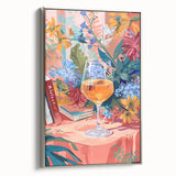 Landscape art painting of colorful fruits on a black background, framed in silver, ideal for kitchen wall decor.