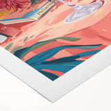 Art deco poster featuring a stylized cocktail glass in bold black and gold tones on a rolled canvas.