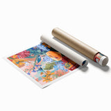 Extra large rolled print featuring a floral art design in muted pastel shades.