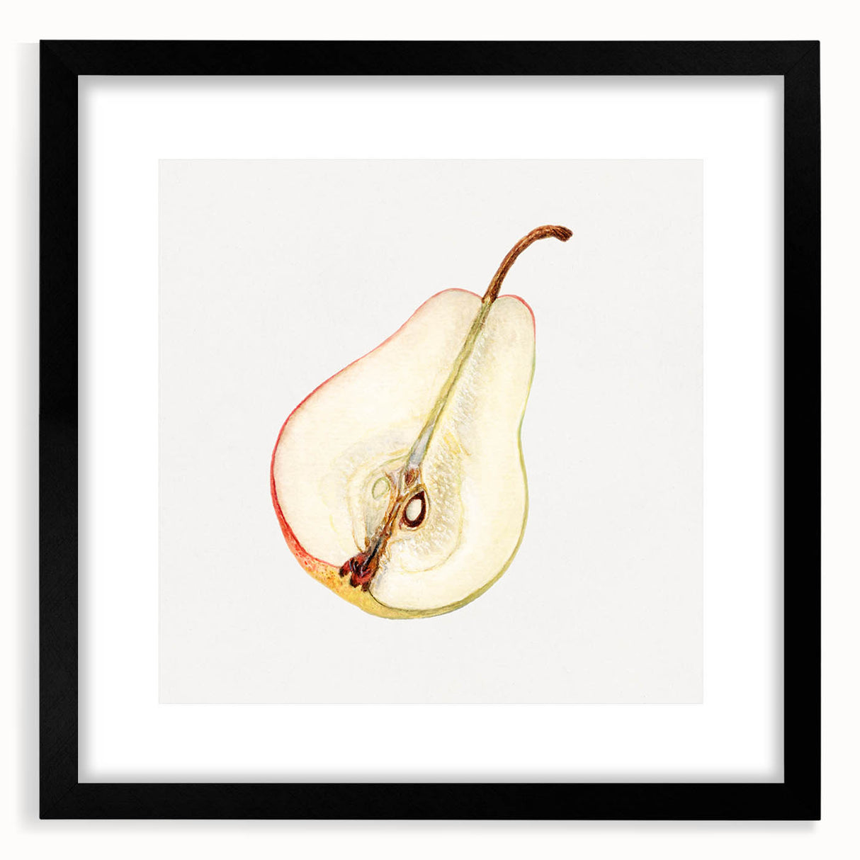 Extra large abstract art print of colorful fruits in vibrant hues on textured canvas, framed in black.