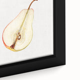 Extra large black wall art of colorful, textured fruits on a framed canvas, ideal for living room decor.