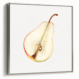 Landscape art painting of colorful fruits on black background, vintage poster style, framed canvas, ideal for kitchen decor.