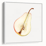 Vintage poster art of colorful fruits on a black background, framed canvas, ideal for living room decor.