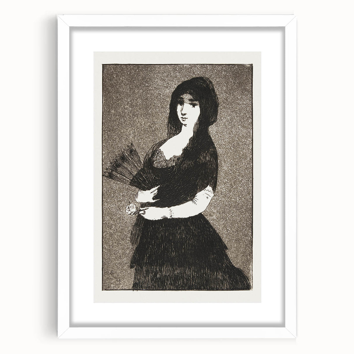 Impressionism Wall Art - Mysterious Woman in Black - Classic Art Etching Print