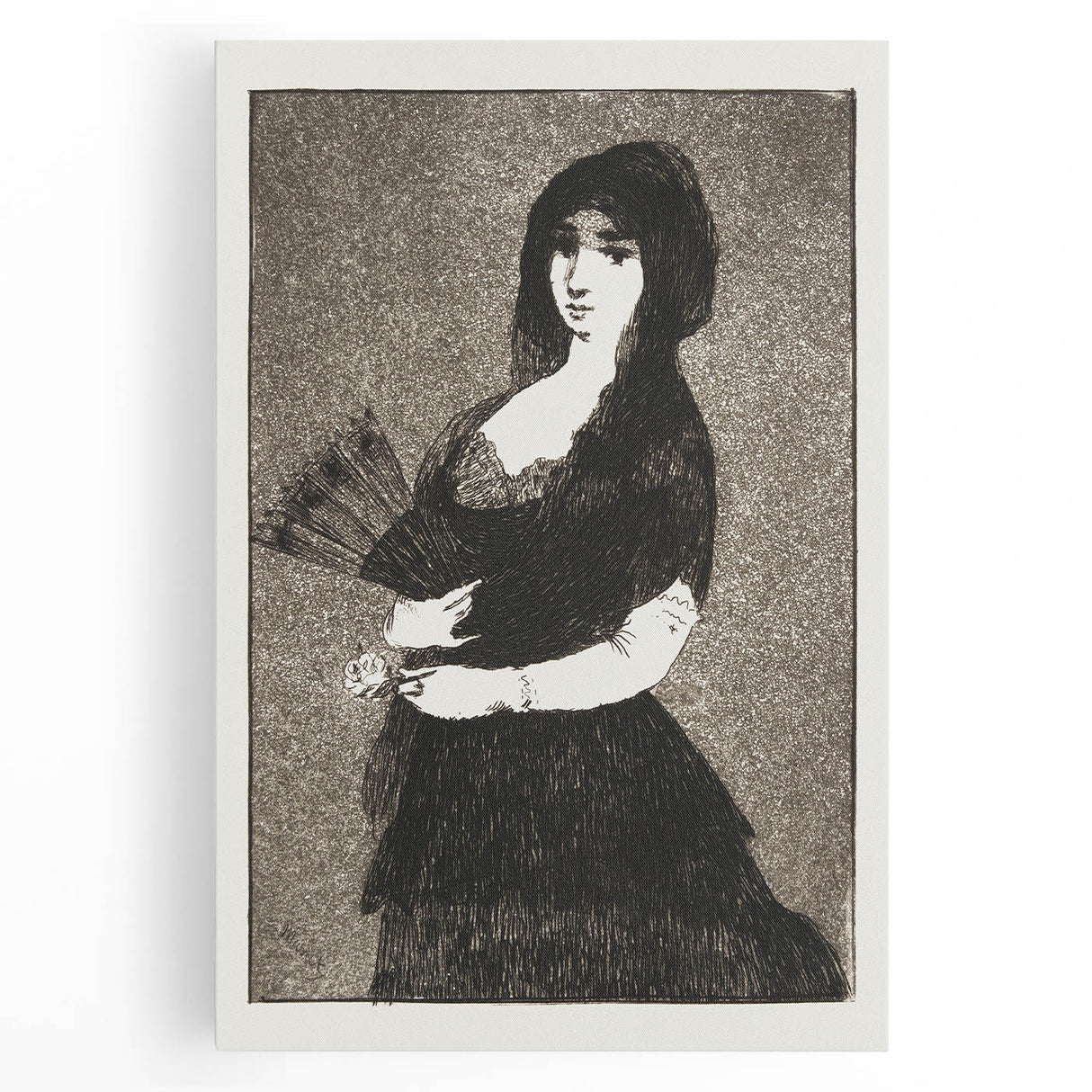 Impressionism Wall Art - Mysterious Woman in Black - Classic Art Etching Print