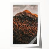 Extra large rolled canvas print depicting a fall-themed floral design in warm orange and red tones.