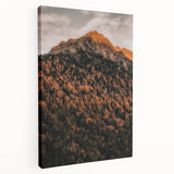 Autumn-themed abstract print on stretched canvas, featuring warm orange and brown tones, ideal for kitchen wall decor.