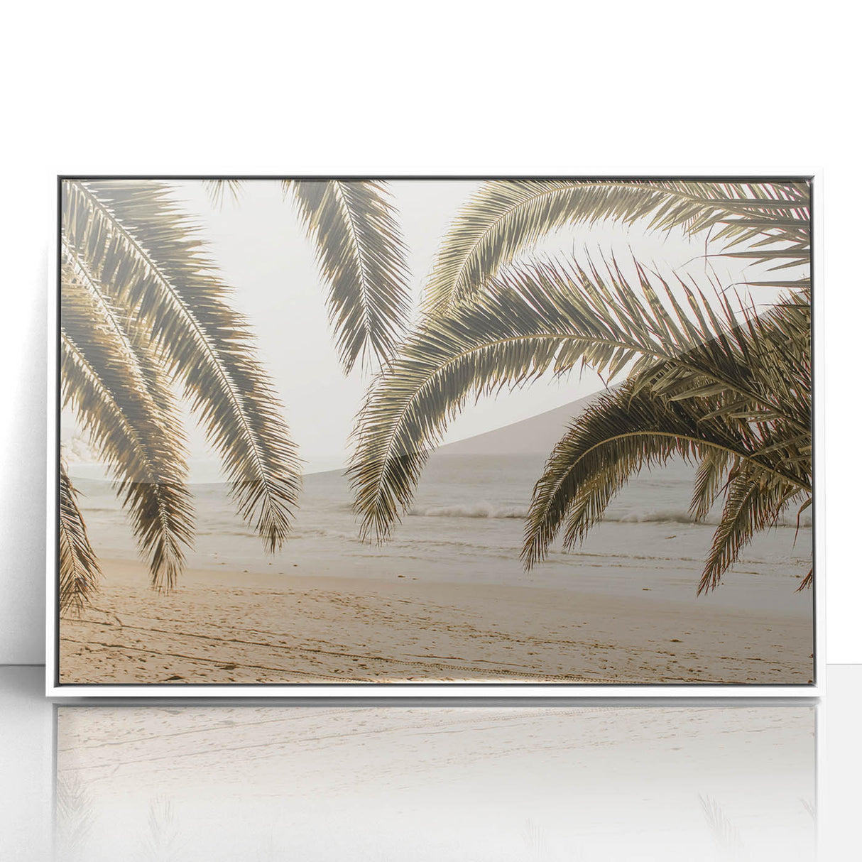 Art deco poster depicting a stylized summer scene in pastel shades, framed acrylic, ideal for nursery wall art.