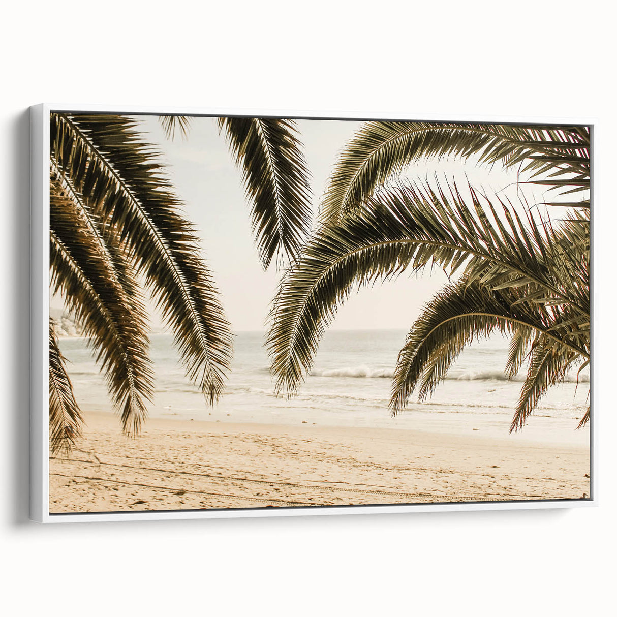 Vintage poster art on framed canvas, depicting a colorful summer scene, ideal for extra large living room wall.