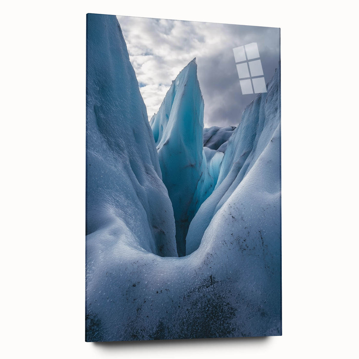 Acrylic glass artwork showcasing a stunning landscape of cliffs, featuring vibrant colors and intricate details, designed for modern home decor. Perfect for creating a serene ambiance in living spaces.