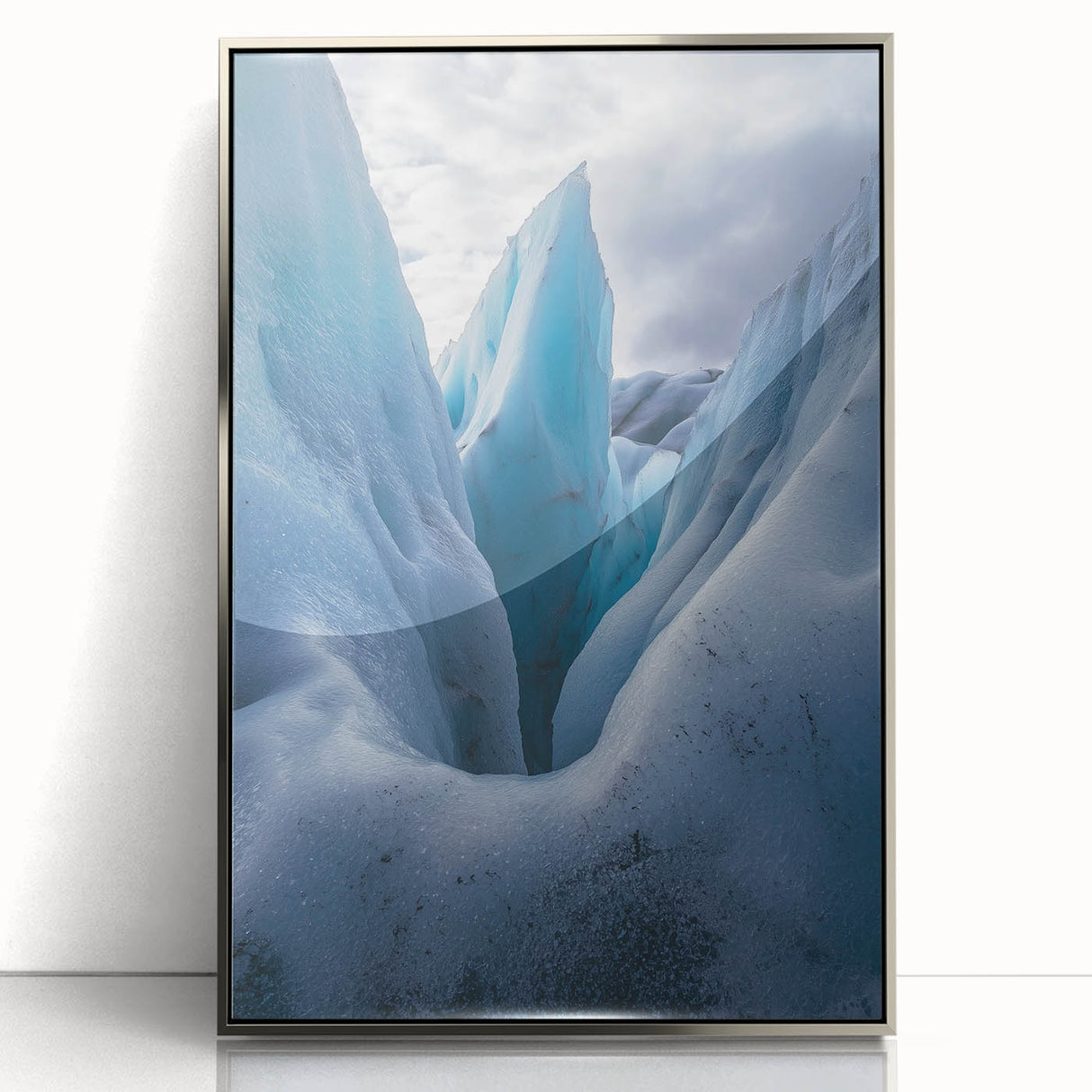 Framed acrylic artwork showcasing a stunning landscape of cliffs, featuring vibrant colors and intricate details, perfect for modern home decor.