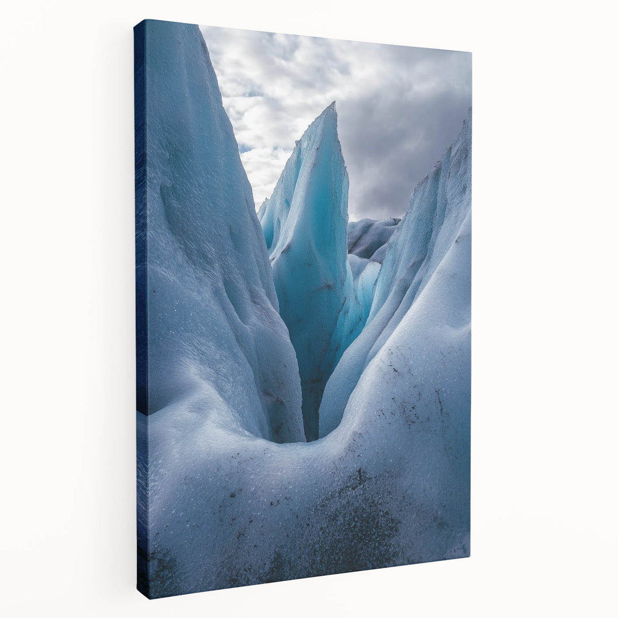 Vibrant stretched canvas artwork depicting a breathtaking cliff landscape under a clear blue sky, showcasing intricate details and rich colors, perfect for home decor.