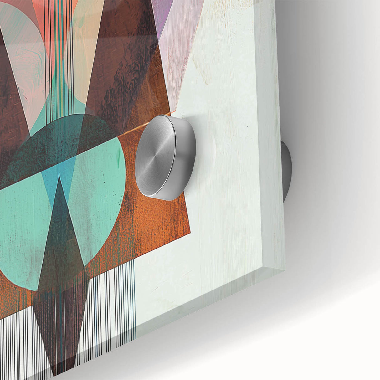 Geometric Abstract Living Room Wall Art – Brown & Peach Canvas