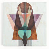 Geometric Abstract Living Room Wall Art – Brown & Peach Canvas