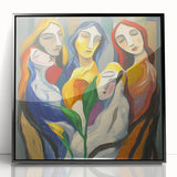 Framed abstract figurative art piece showcasing bold black and white colors, featuring dynamic shapes and fluid lines, perfect for modern home decor.