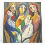 Abstract figurative art canvas print featuring vibrant colors and dynamic shapes, showcasing a modern artistic design, ideal for contemporary home decor.