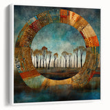 Framed abstract floral wall art in a sleek white frame, showcasing vibrant colors and intricate designs, perfect for modern home decor and enhancing interior aesthetics.