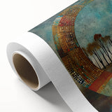 Abstract floral wall art on rolled canvas, showcasing vibrant colors and intricate patterns, ideal for modern home decor. Packaged securely in a cardboard tube for easy shipping.