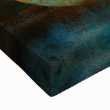 Close-up of abstract floral wall art on stretched canvas, featuring vibrant colors and intricate details, perfect for home decor or art enthusiasts.