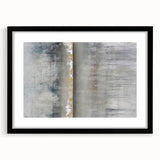 Abstract landscape wall art in a sleek black frame with a mat, showcasing vibrant colors and intricate details, perfect for modern home decor.