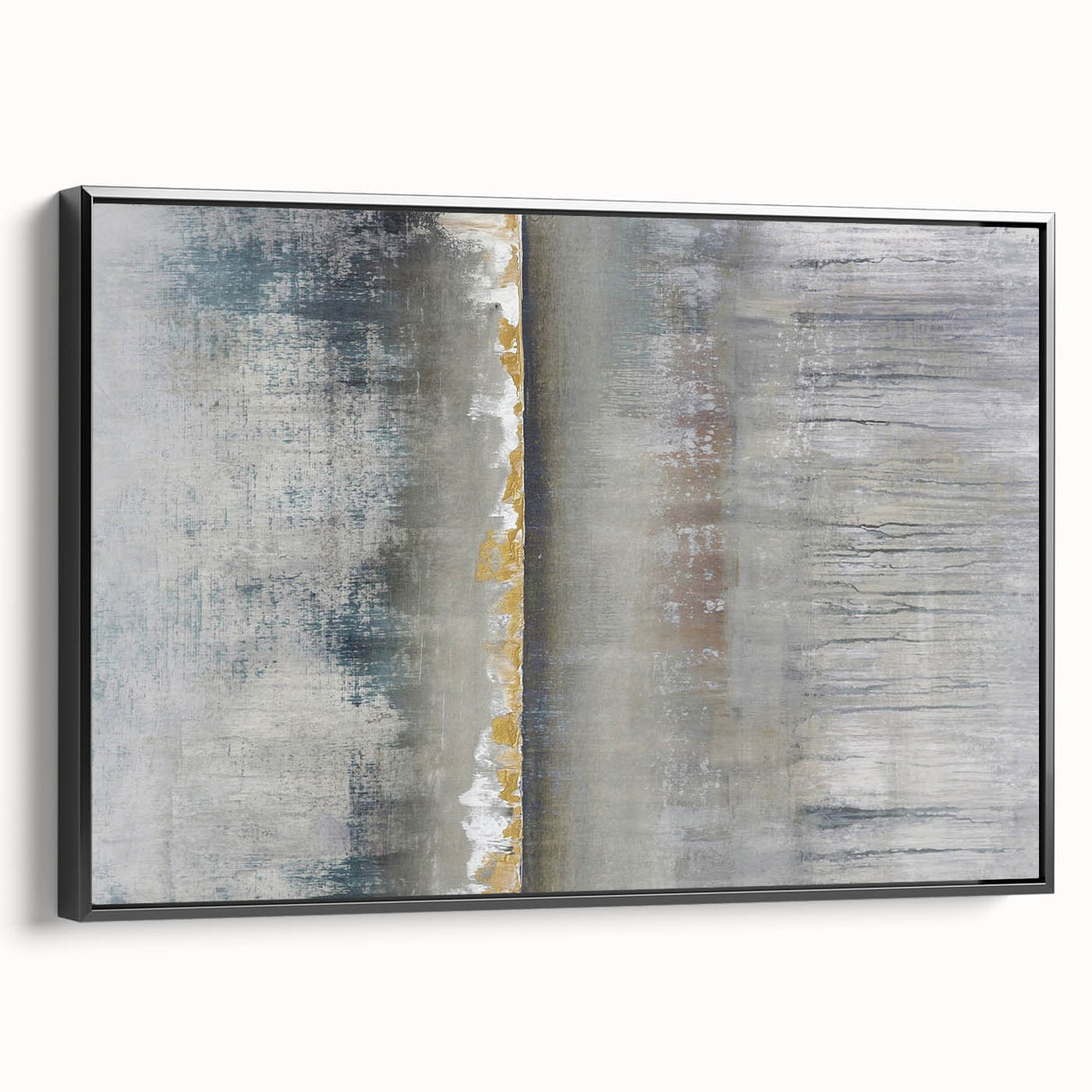Abstract landscape wall art featuring vibrant colors in a framed canvas design, showcasing a black side view that enhances its modern aesthetic. Perfect for contemporary home decor.