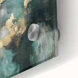 Contemporary Abstract Canvas – Deep Emerald Gold Accent Wall Art