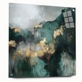 Contemporary Abstract Canvas – Deep Emerald Gold Accent Wall Art