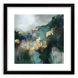 Contemporary Abstract Canvas – Deep Emerald Gold Accent Wall Art