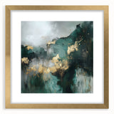 Contemporary Abstract Canvas – Deep Emerald Gold Accent Wall Art