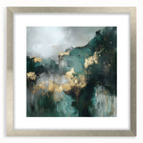 Contemporary Abstract Canvas – Deep Emerald Gold Accent Wall Art