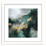 Contemporary Abstract Canvas – Deep Emerald Gold Accent Wall Art