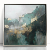 Contemporary Abstract Canvas – Deep Emerald Gold Accent Wall Art