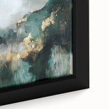 Contemporary Abstract Canvas – Deep Emerald Gold Accent Wall Art