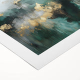 Contemporary Abstract Canvas – Deep Emerald Gold Accent Wall Art