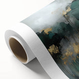 Contemporary Abstract Canvas – Deep Emerald Gold Accent Wall Art