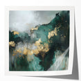 Contemporary Abstract Canvas – Deep Emerald Gold Accent Wall Art