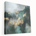 Contemporary Abstract Canvas – Deep Emerald Gold Accent Wall Art