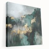Contemporary Abstract Canvas – Deep Emerald Gold Accent Wall Art