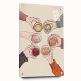 Large abstract wall art on acrylic glass featuring swirls in blue and white tones, suitable for dining room or bedroom decor.