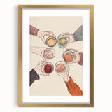 Extra large abstract art print in textured gold frame, featuring vibrant hues and dynamic shapes.