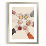 Textured abstract art print in muted gray and silver hues, framed with a silver mat, suitable for bedroom decor.