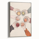 Landscape art painting of colorful hills on framed canvas, ideal for brightening a living room wall.