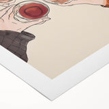 Art deco poster featuring a stylized cocktail glass, in muted gold and black tones, on rolled canvas.