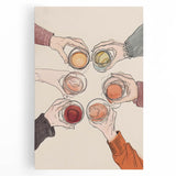 Large black and white stretched canvas featuring a minimalist coffee cup design, ideal for kitchen wall art.