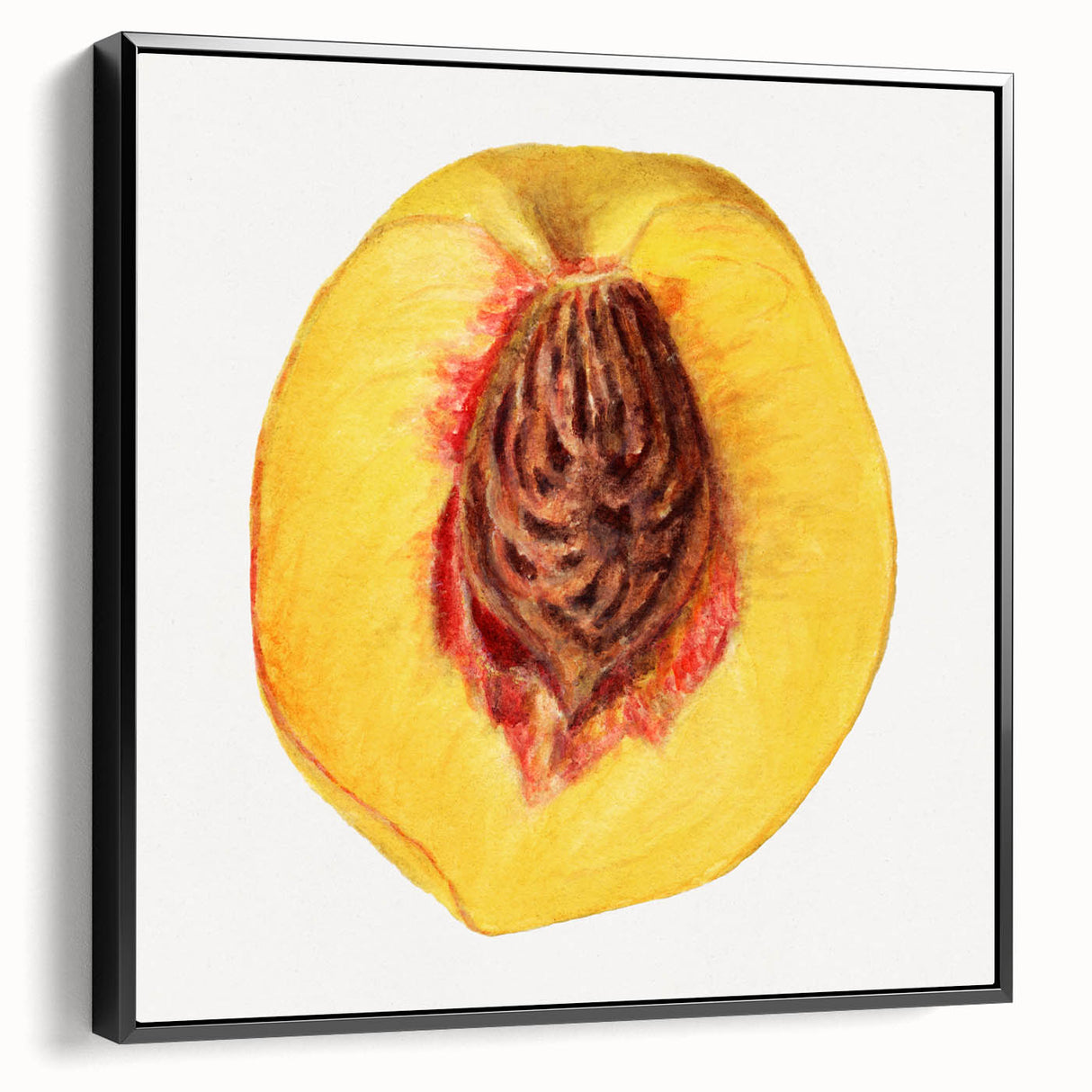 Black and white vintage poster art of assorted fruits on a framed canvas, suitable for bedroom decor.