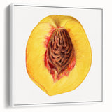 Vintage poster art of colorful fruits on a black background, framed canvas, ideal for living room decor.