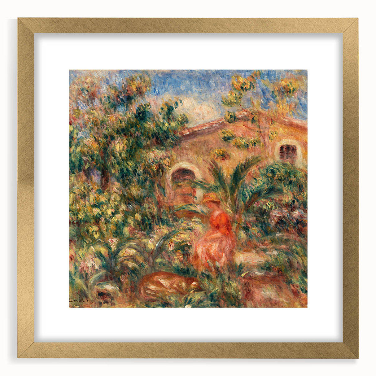 Farmhouse by Renoir: Idyllic Impressionist Garden Scene Wall Art
