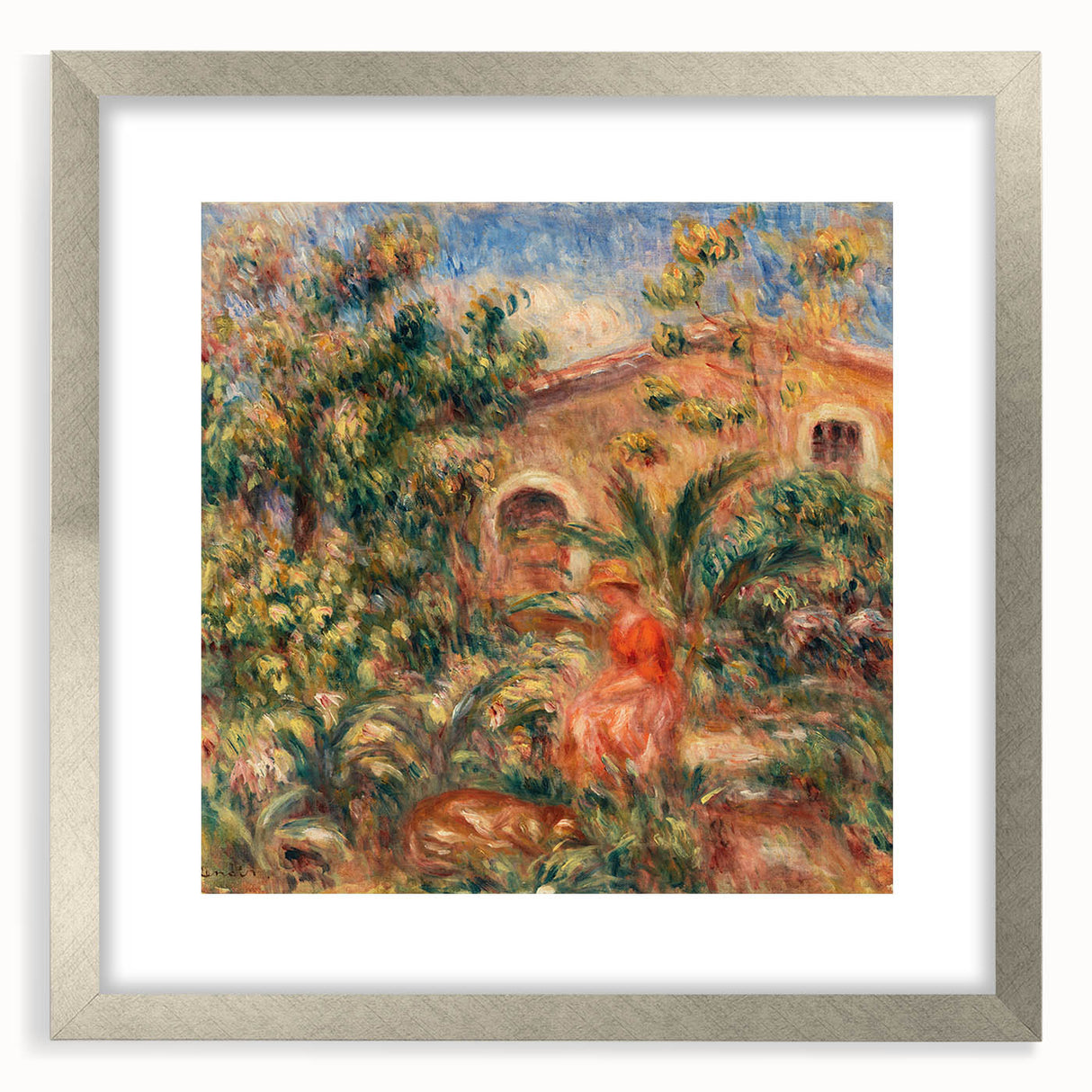 Farmhouse by Renoir: Idyllic Impressionist Garden Scene Wall Art