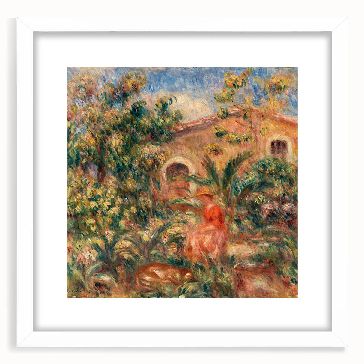Farmhouse by Renoir: Idyllic Impressionist Garden Scene Wall Art