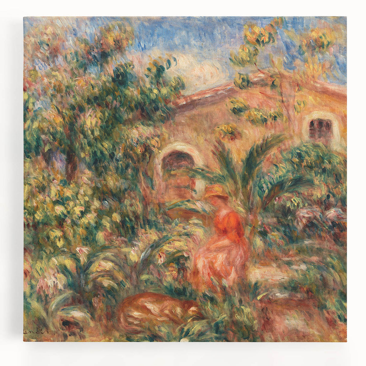 Farmhouse by Renoir: Idyllic Impressionist Garden Scene Wall Art